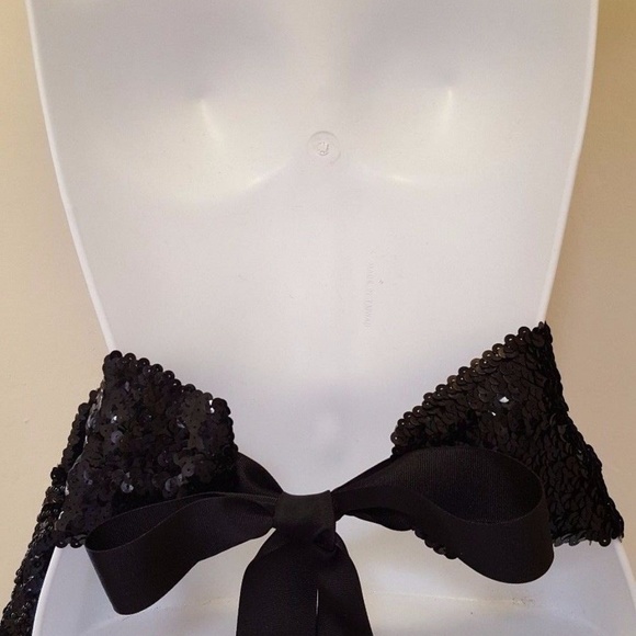 Onyx Black Sequin Bead Wedding Obi Belt Sash